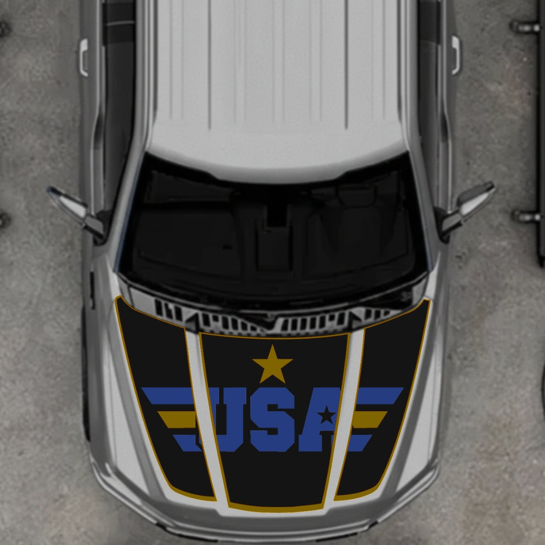 Hood Panel Decal/Sticker - USA Style 5 Graphic Kit - For Ford F-150 2020-2026 - Premium Vinyl