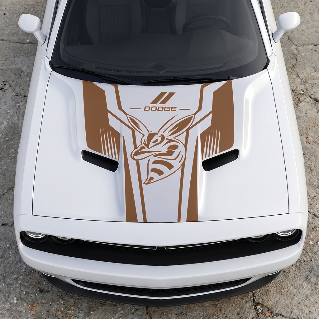 Hood Panel Decal/Sticker - Scat Pack Angry Bee Aerodynamic - Dual-Wing Performance Series Graphic Kit - For Dodge Challenger 2015-2024 - Premium Vinyl