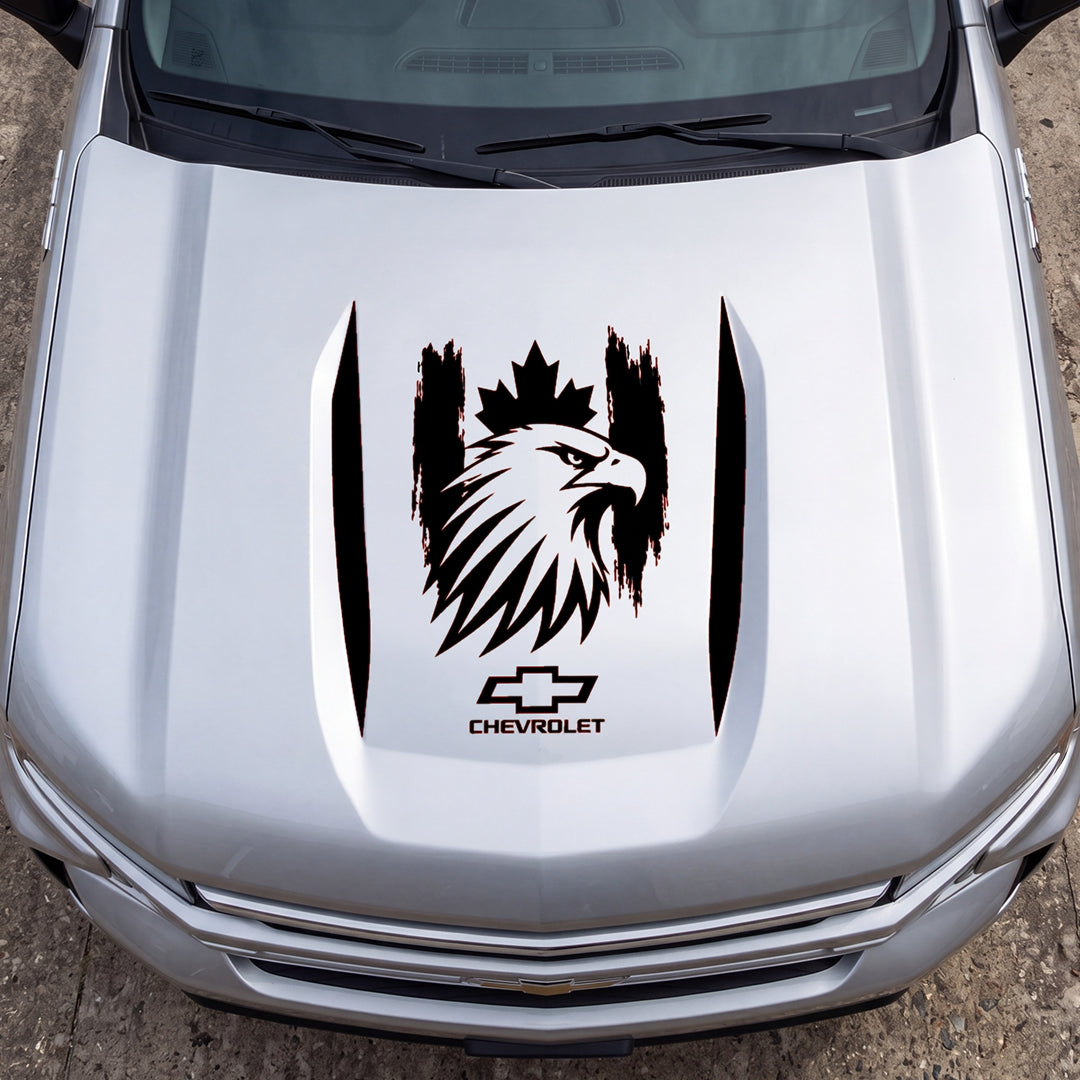 Hood Panel Decal/Sticker - Canadaian Eagle Head Graphic Decal Graphic Kit - For Chevrolet Silverado 2019-2024 - Premium Vinyl