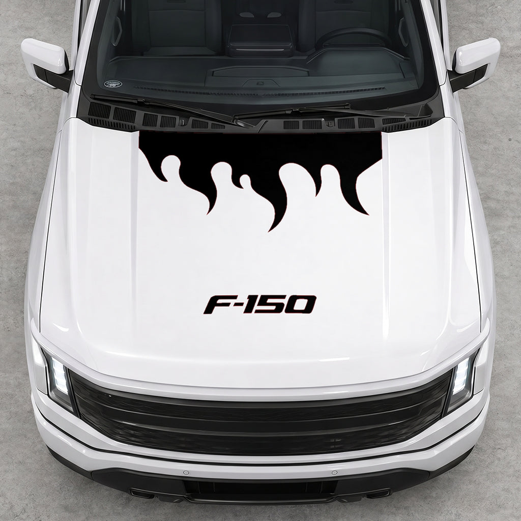 Hood Panel Decal/Sticker - Burning Flames Graphic Decal Graphic Kit - For Ford F-150 2015-2020 - Premium Vinyl