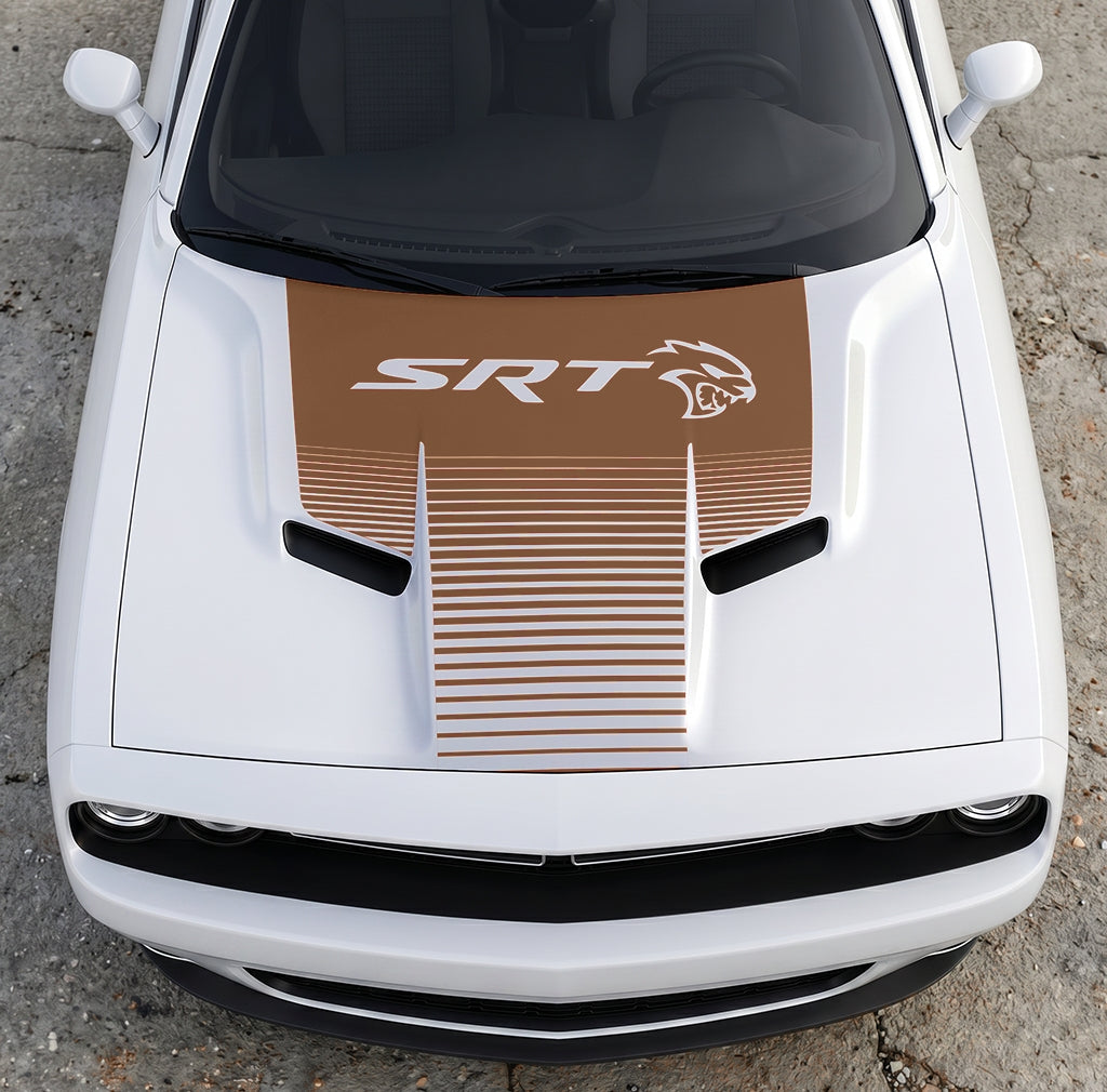 Hood Panel Decal/Sticker - Dodge Challenger SRT Hellcat Edition - Speed Fade Gradient Graphic Kit - For Dodge Challenger 2015-2024 - Premium Vinyl