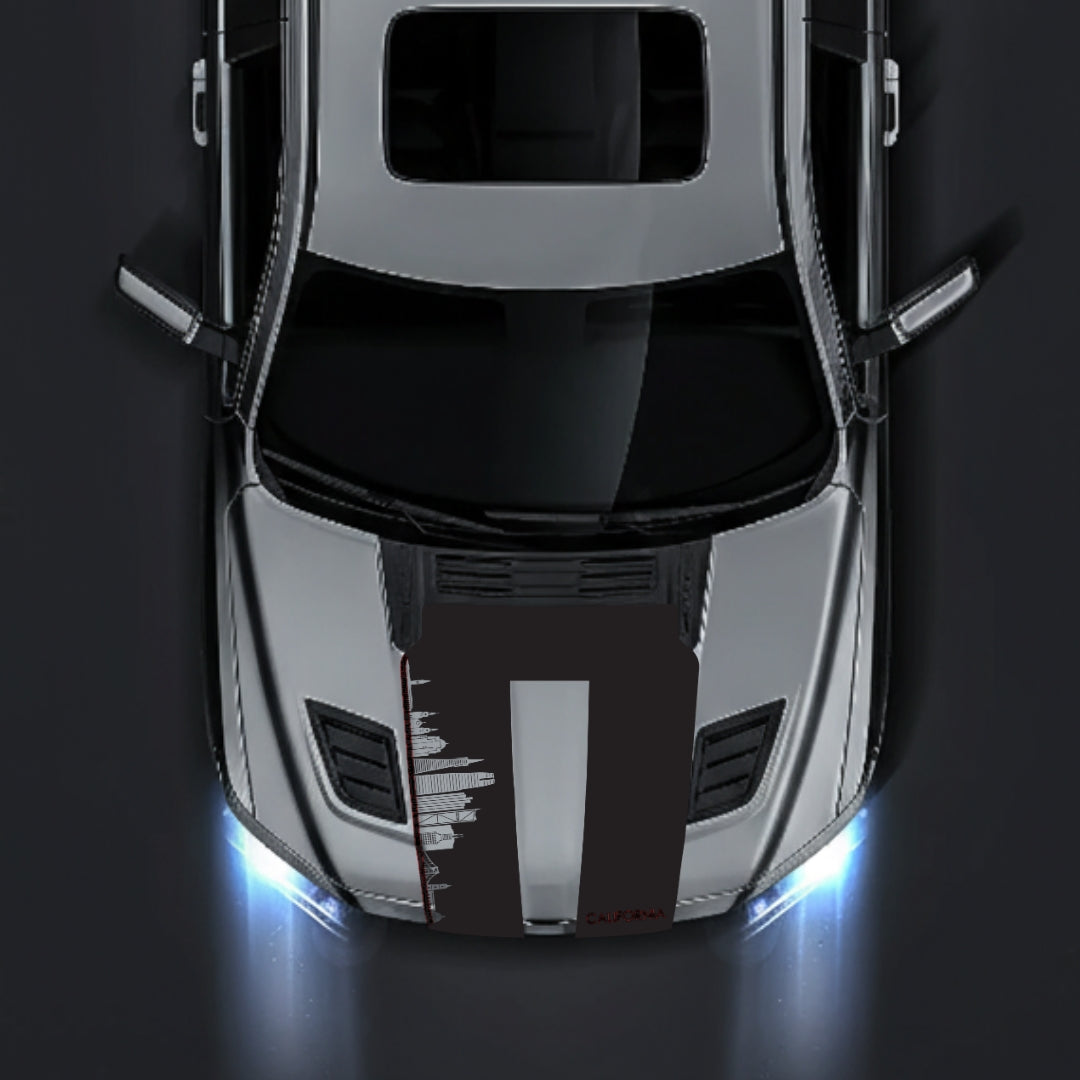 Hood Panel Decal/Sticker - California Skyline - Cut - Border Graphic Kit - For Dodge RAM 1500 2019-2025 - Premium Vinyl
