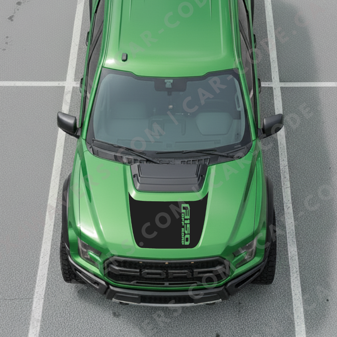 Hood Panel Decal/Sticker - Side-Banner Text (example: F150 OFF ROAD) - For Ford F-150 Raptor 2017-2025 - Matte Printed 3M or Avery Cut-Vinyl