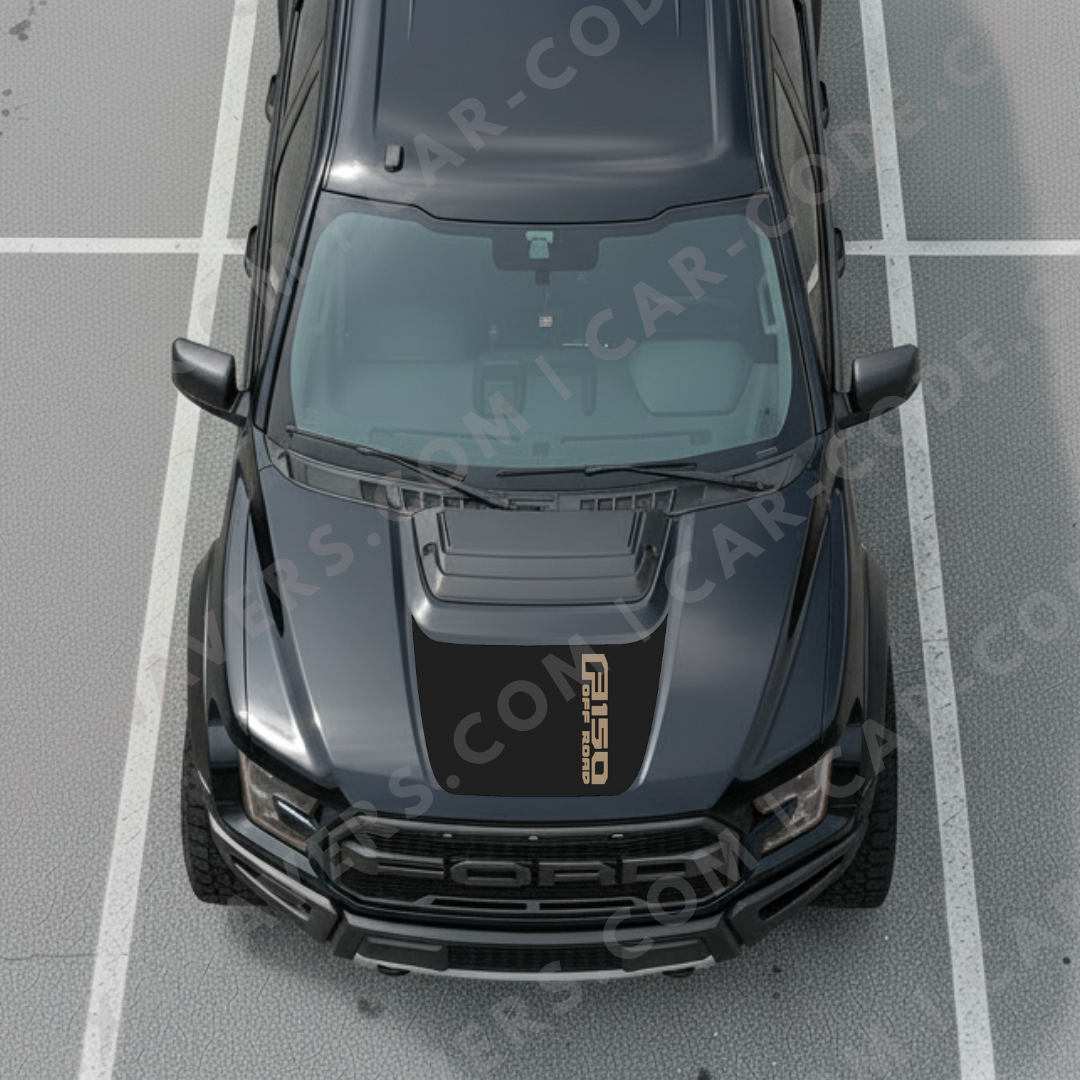 Hood Panel Decal/Sticker - Side-Banner Text (example: F150 OFF ROAD) - For Ford F-150 Raptor 2017-2025 - Matte Printed 3M or Avery Cut-Vinyl