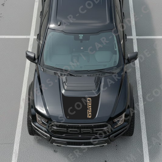 Hood Panel Decal/Sticker - Side-Banner Text (example: F150 OFF ROAD) - For Ford F-150 Raptor 2017-2025 - Matte Printed 3M or Avery Cut-Vinyl