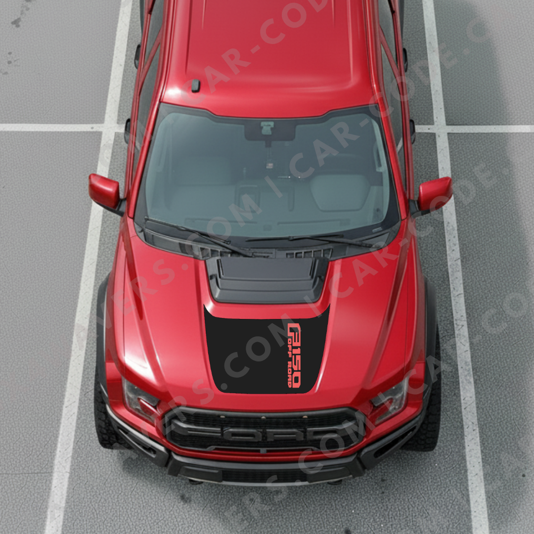 Hood Panel Decal/Sticker - Side-Banner Text (example: F150 OFF ROAD) - For Ford F-150 Raptor 2017-2025 - Matte Printed 3M or Avery Cut-Vinyl