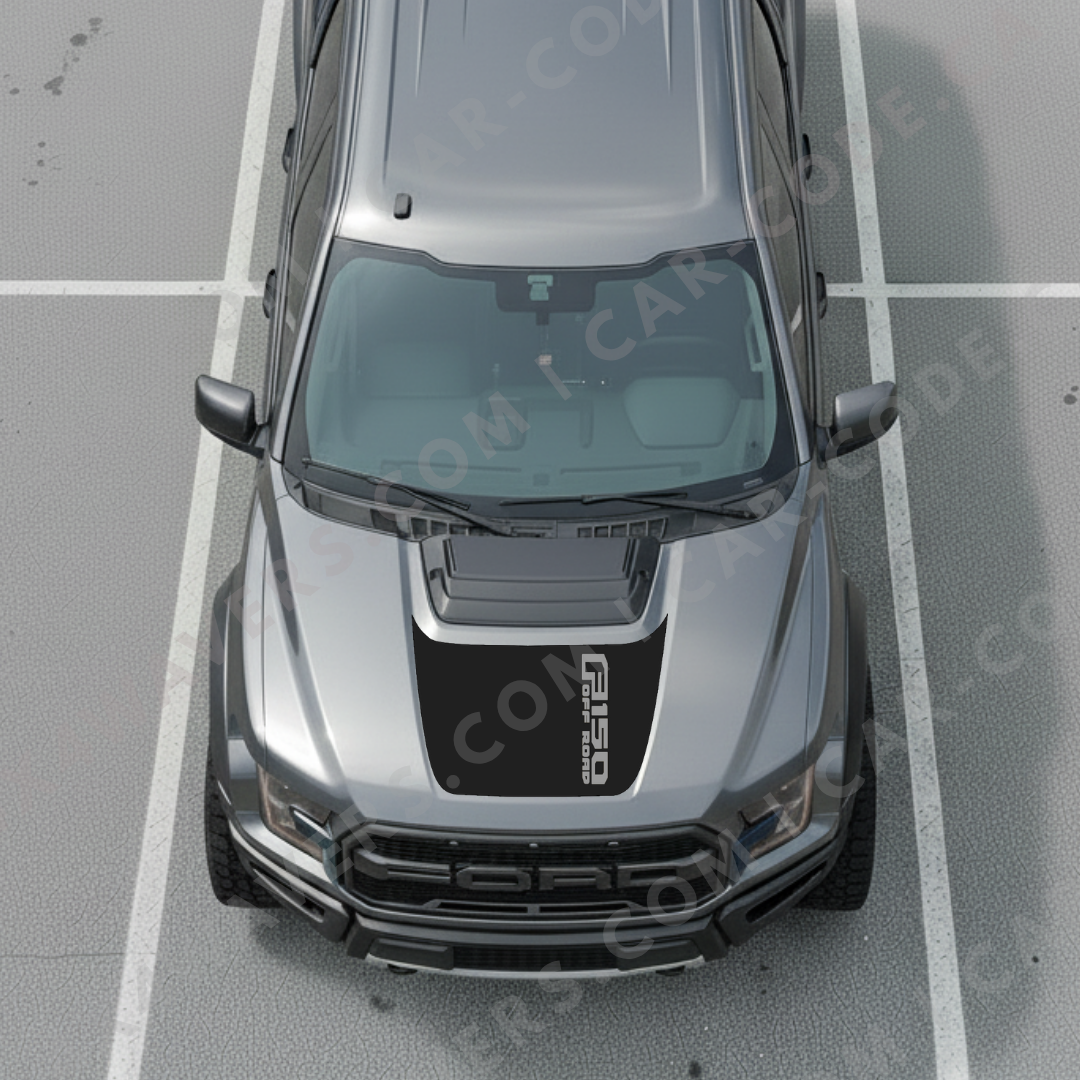 Hood Panel Decal/Sticker - Side-Banner Text (example: F150 OFF ROAD) - For Ford F-150 Raptor 2017-2025 - Matte Printed 3M or Avery Cut-Vinyl