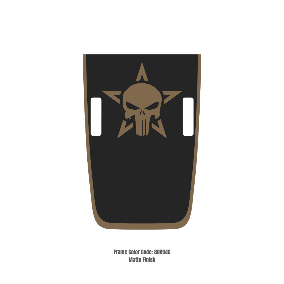 Hood Decal/Sticker – Punisher Style Kit – for JL/JLU/JT/4XE Rubicon Hood – Made in Canada