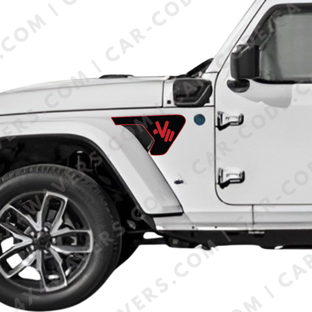 Fender Insert Decal/Sticker - Wave Style Graphic Kit - For Jeep Wrangler/Gladiator JL/JLU/JT 2018+ - Premium Vinyl
