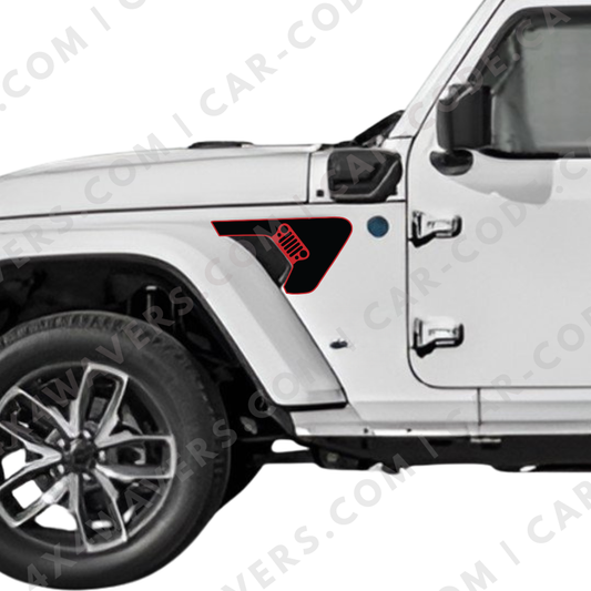 Fender Insert Decal/Sticker - Grille Style Graphic Kit - For Jeep Wrangler/Gladiator JL/JLU/JT 2018+ - Premium Vinyl