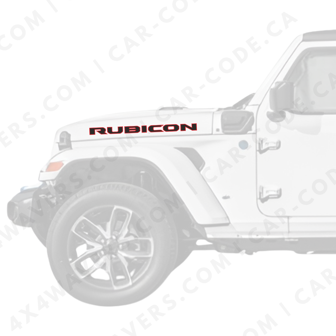 Rubicon Style Decal Sticker Kit for Hood Sides – Vinyl Car Decals for Jeep Wrangler Models – 2x Rubicon Decals – Made in Canada