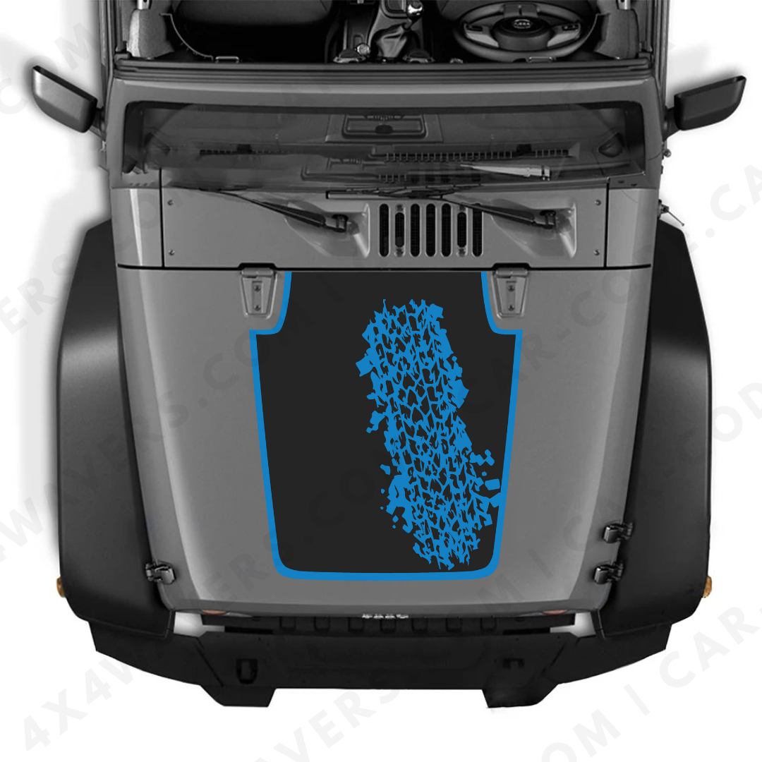 Decal Sticker Kit for JK Hood MUD Style – Vinyl Car Decals for Jeep Wrangler Models – Made in Canada Compatible with JK 2007 - 2018