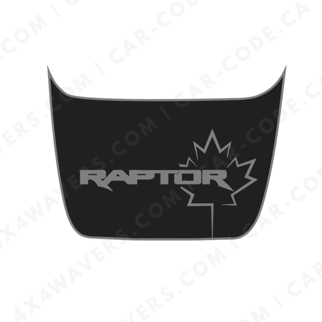 Hood Panel Decal/Sticker - RAPTOR Maple Leaf - For Ford F-150 Raptor 2017-2024 - Matte Printed 3M or Avery Cut-Vinyl