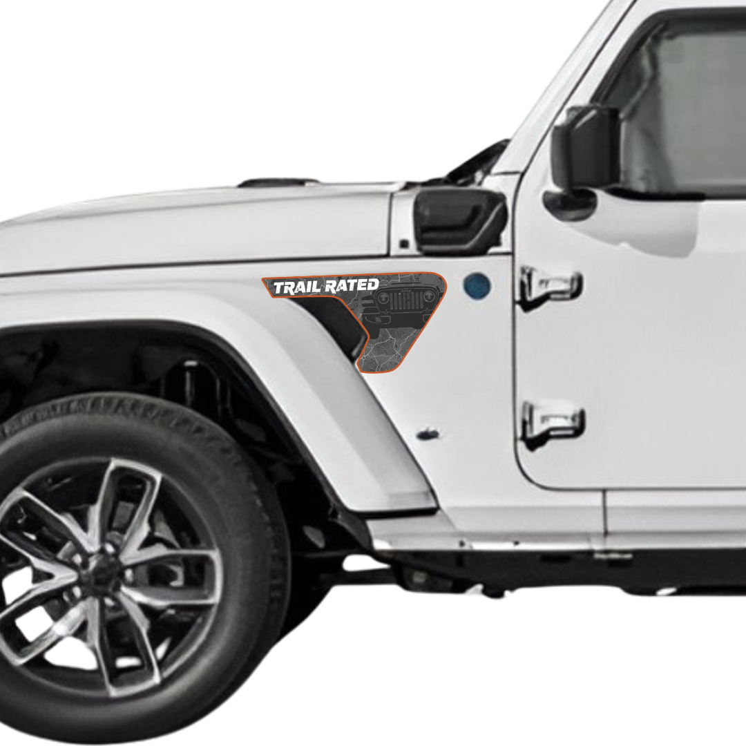 Fender Insert Decal/Sticker - Trail Rated Graphic Kit - For Jeep Wrangler/Gladiator JL/JLU/JT 2018+ - Premium Vinyl