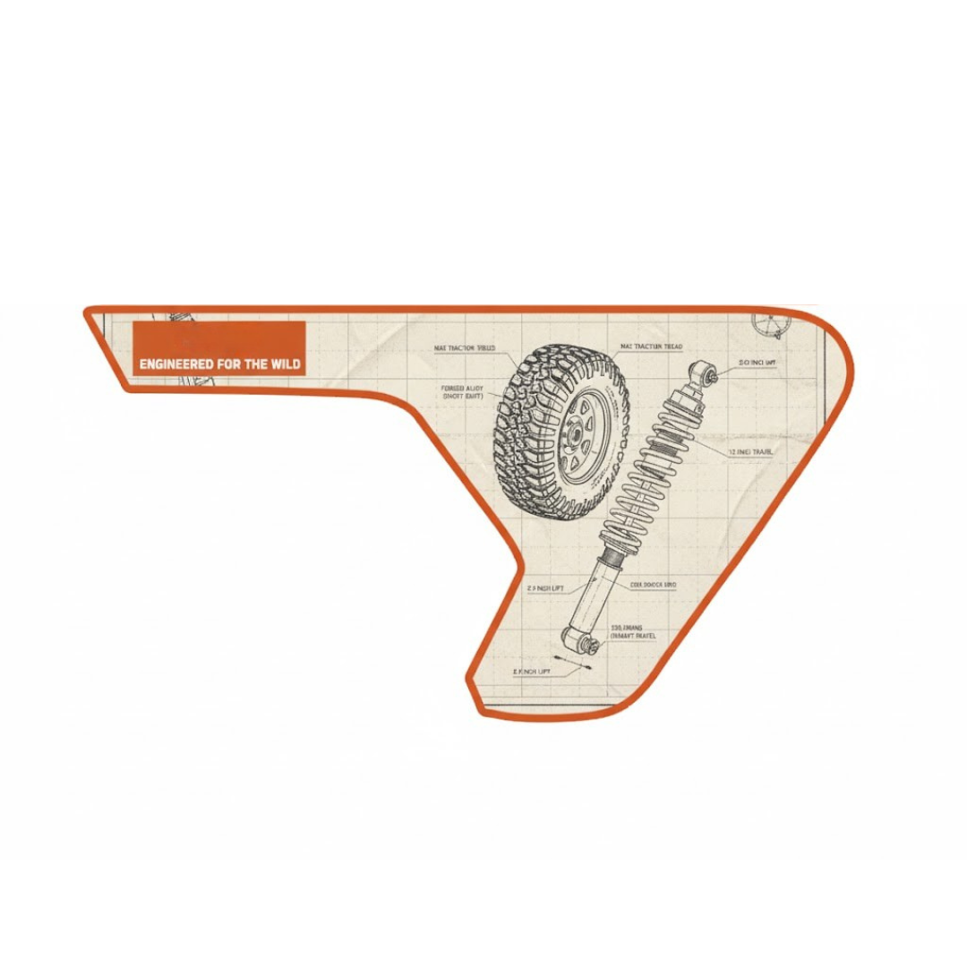 Fender Insert Decal/Sticker - Diagram Graphic Kit - For Jeep Wrangler/Gladiator JL/JLU/JT 2018+ - Premium Vinyl