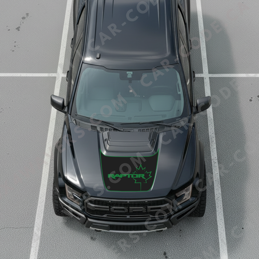Hood Panel Decal/Sticker - RAPTOR Maple Leaf - For Ford F-150 Raptor 2017-2024 - Matte Printed 3M or Avery Cut-Vinyl