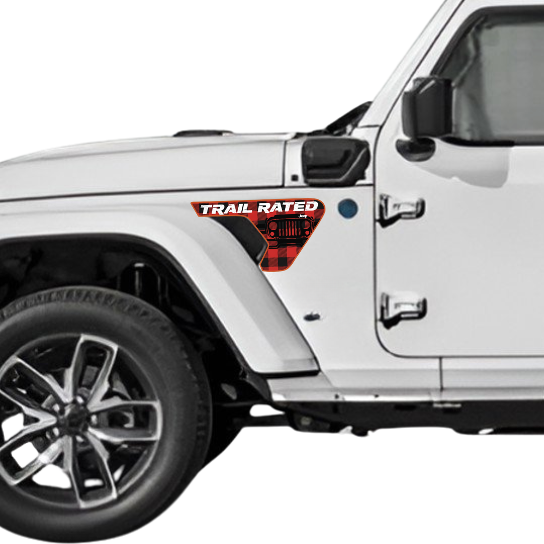 Fender Insert Decal/Sticker - Trail Rated Graphic Kit - For Jeep Wrangler/Gladiator JL/JLU/JT 2018+ - Premium Vinyl