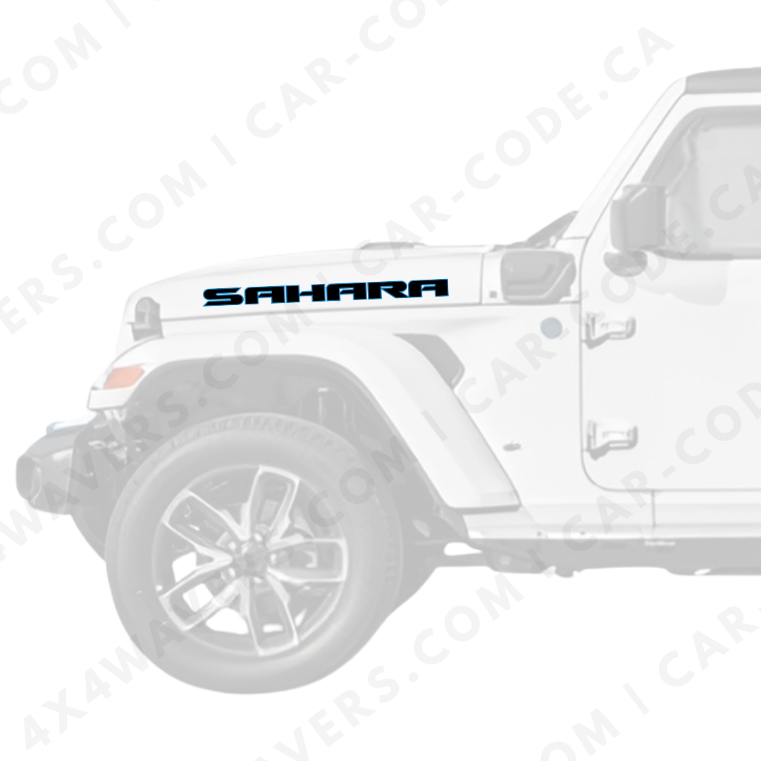Hood Sides Decal/Sticker - SAHARA Style Kit  – for Jeep Wrangler Models – Made in Canada