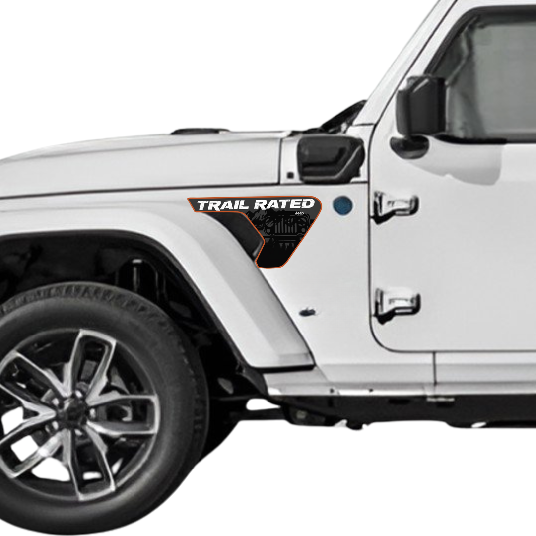 Fender Insert Decal/Sticker - Trail Rated Graphic Kit - For Jeep Wrangler/Gladiator JL/JLU/JT 2018+ - Premium Vinyl
