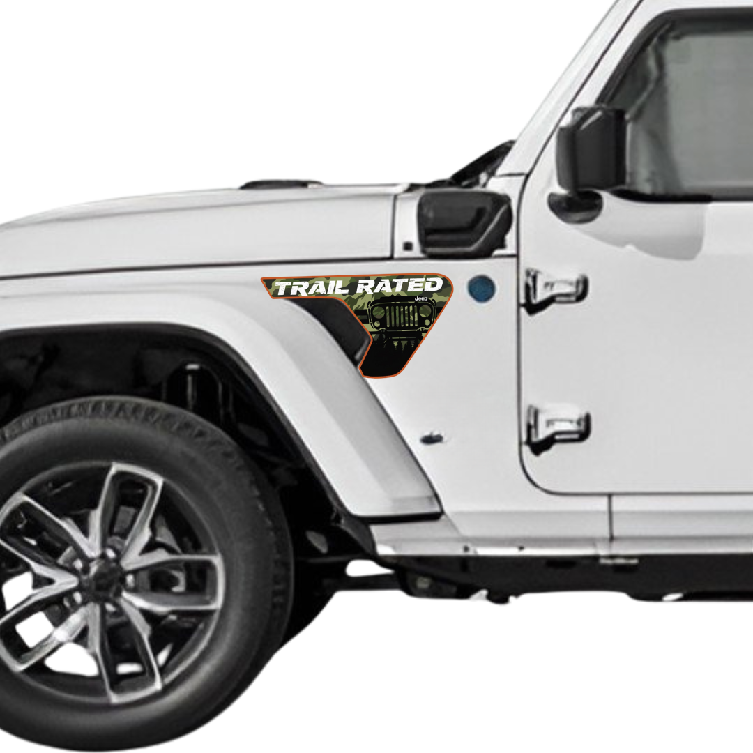 Fender Insert Decal/Sticker - Trail Rated Graphic Kit - For Jeep Wrangler/Gladiator JL/JLU/JT 2018+ - Premium Vinyl