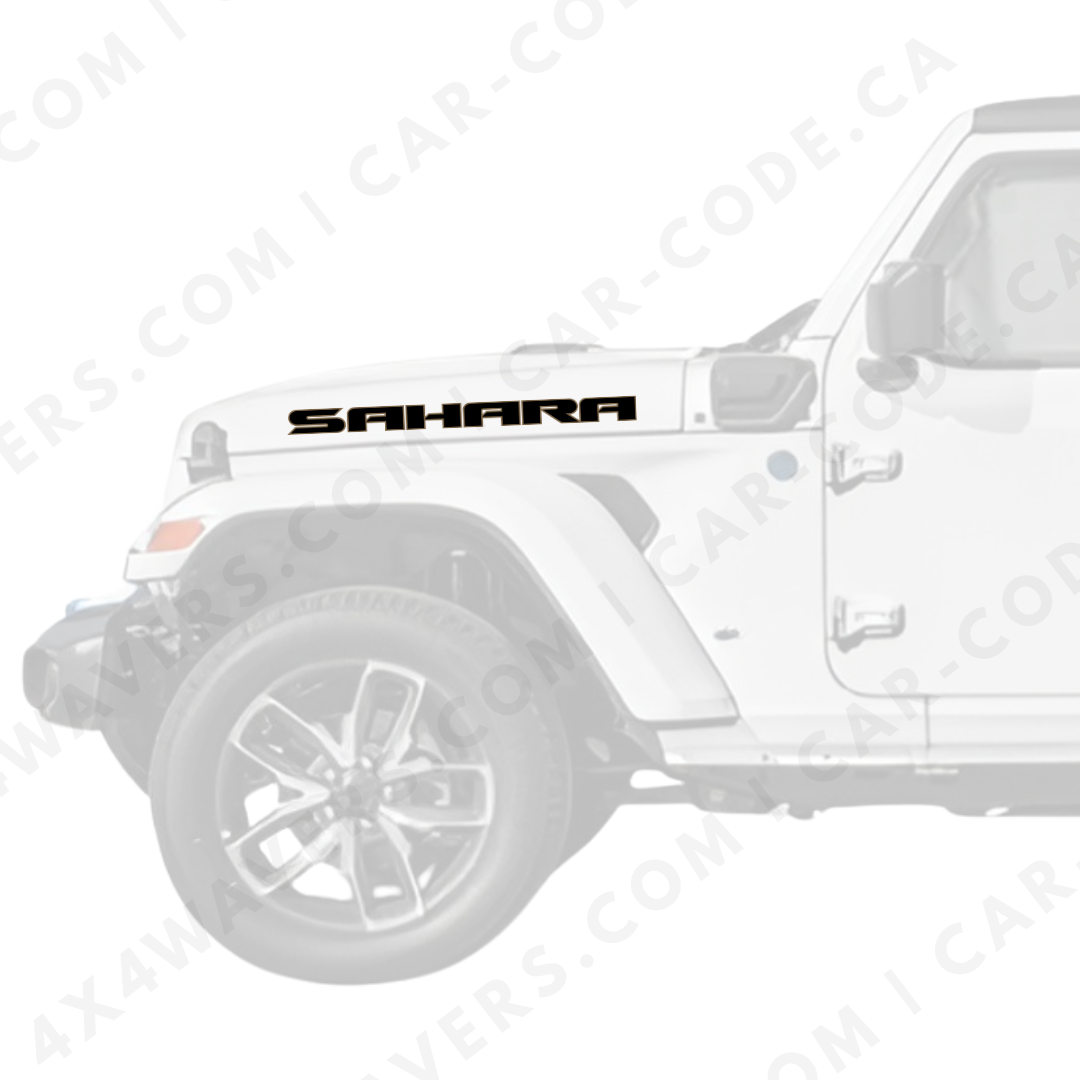 Hood Sides Decal/Sticker - SAHARA Style Kit  – for Jeep Wrangler Models – Made in Canada