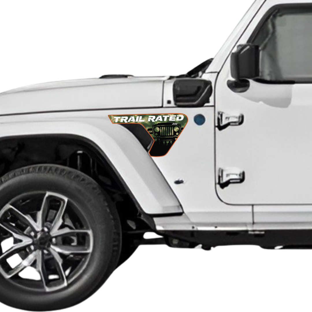 Fender Insert Decal/Sticker - Trail Rated Graphic Kit - For Jeep Wrangler/Gladiator JL/JLU/JT 2018+ - Premium Vinyl