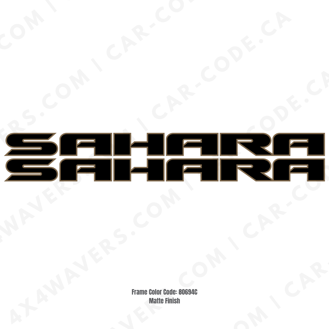 Hood Sides Decal/Sticker - SAHARA Style Kit  – for Jeep Wrangler Models – Made in Canada