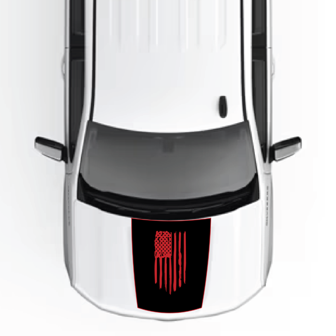 Hood Panel Decal/Sticker - USA Flag Graphic Kit - For Chevrolet Silverado 2019-2024 - Premium Vinyl