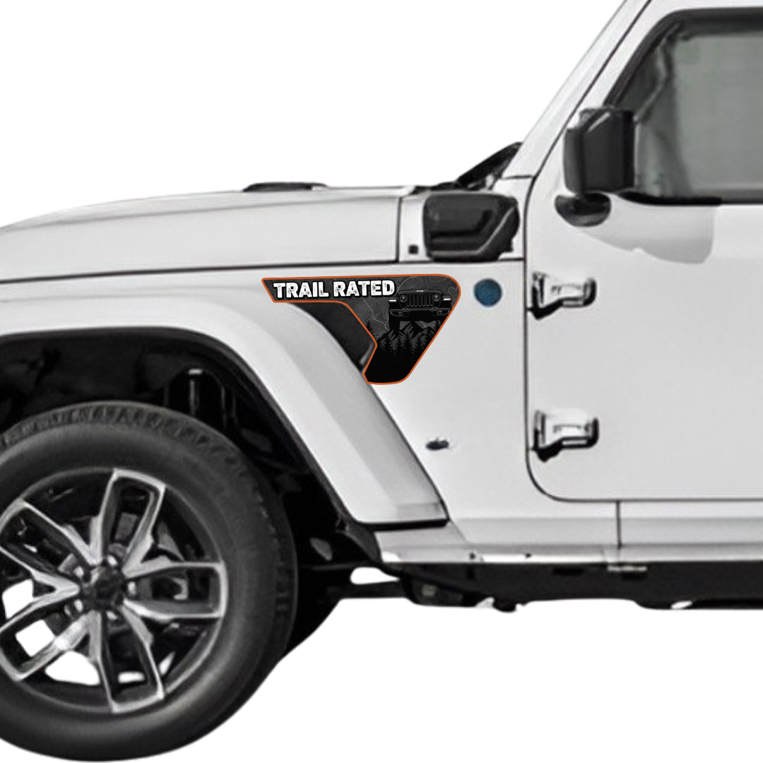 Fender Insert Decal/Sticker - Trail Rated Graphic Kit - For Jeep Wrangler/Gladiator JL/JLU/JT 2018+ - Premium Vinyl
