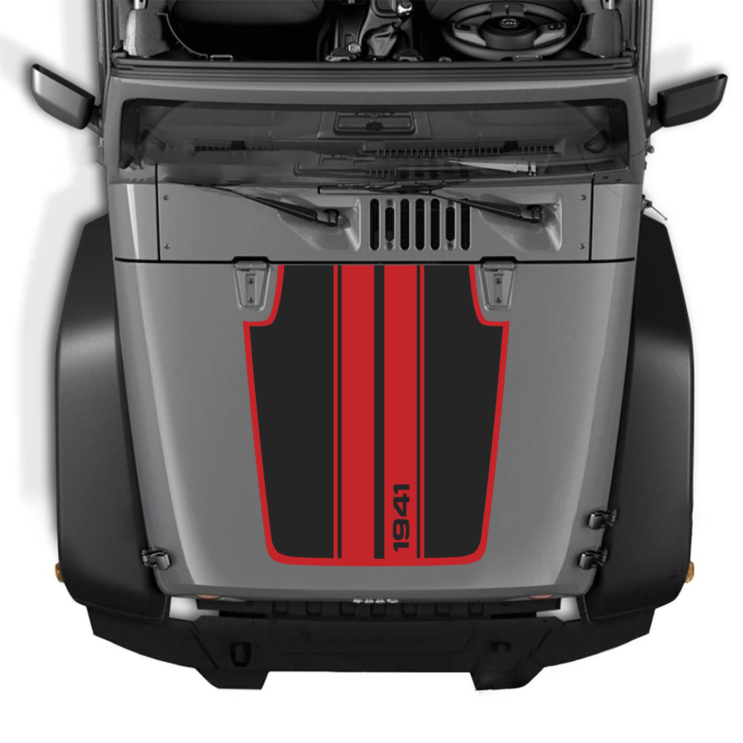 Hood Decal/Sticker - STRIPE 1941 Style Kit – for JK 2007-2018  – Made in Canada