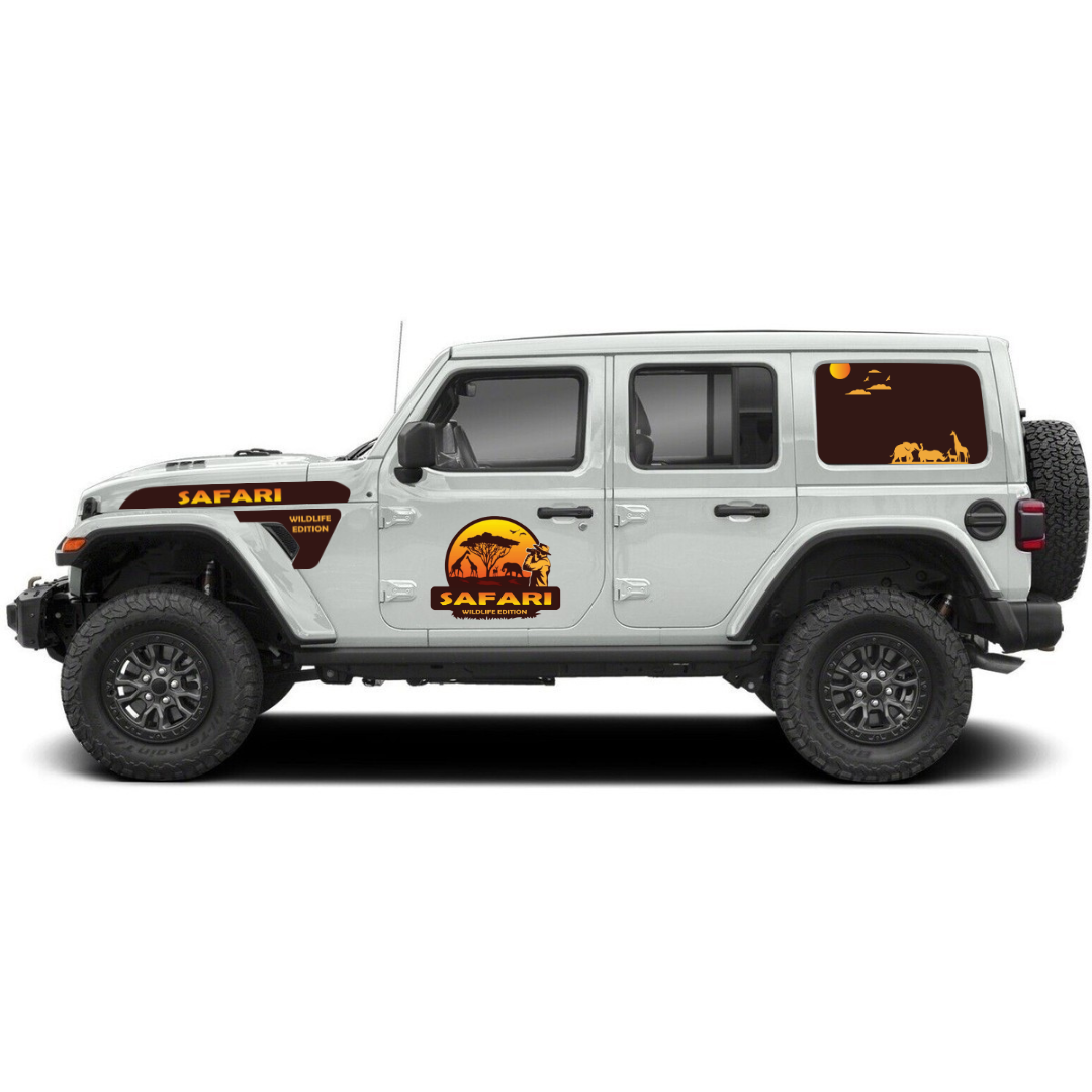Full Body Decal Kit - Safari Wildlife Edition - For Jeep Wrangler JL/JLU 2018+ - Hood, Fender, Door, Rear Window and Tailgate Graphics