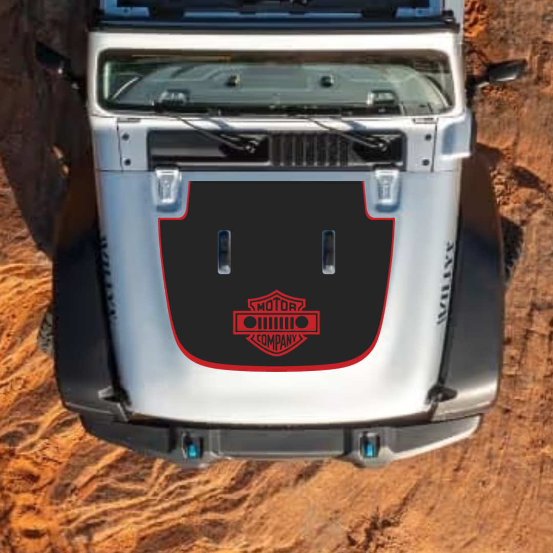 MOTOR COMPANY Decal Sticker Kit for JL SAHARA Hood – Vinyl Car Decals for Jeep Wrangler Models – Made in Canada - Compatible with JL 2018 - 2025