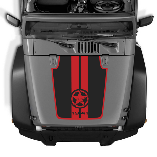 Hood Decal/Sticker - Star 1941 Style Kit – for JK 2007-2018  – Made in Canada