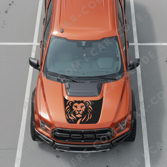 Hood Panel Decal/Sticker -  Lion Crest (Cut-Out or Solid) - For Ford F-150 Raptor 2017-2024 - Matte Printed 3M or Avery Cut-Vinyl