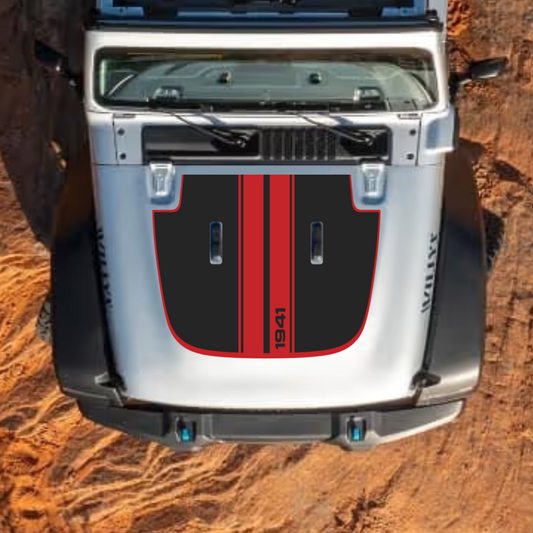 Hood Decal/Sticker - Stripe Style Kit – for JL/JLU/JT/4XE Sahara Hood – Made in Canada