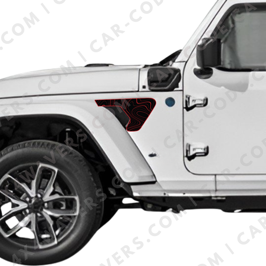Fender Insert Decal/Sticker - Topographic Graphic Kit - For Jeep Wrangler/Gladiator JL/JLU/JT 2018+ - Premium Vinyl