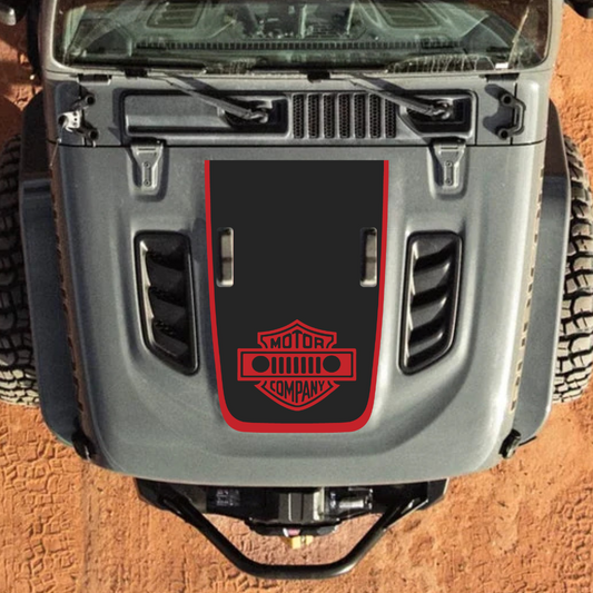 Hood Decal/Sticker – MOTOR COMPANYStyle Kit – for JL/JLU/JT/4XE Rubicon Hood – Made in Canada