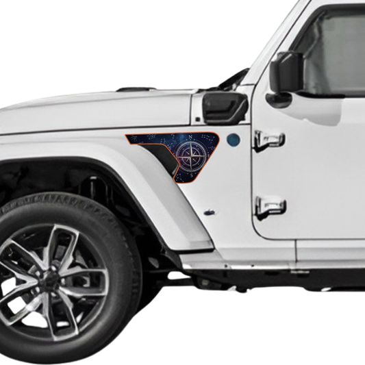 Fender Insert Decal/Sticker - Compass Graphic Kit - For Jeep Wrangler/Gladiator JL/JLU/JT 2018+ - Premium Vinyl