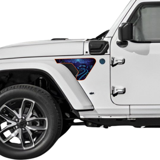 Fender Insert Decal/Sticker - Night Roads Graphic Kit - For Jeep Wrangler/Gladiator JL/JLU/JT 2018+ - Premium Vinyl
