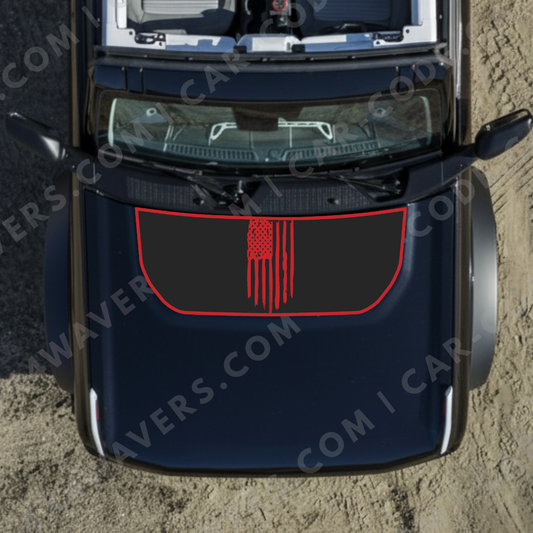 Hood Panel Decal/Sticker - USA Flag Graphic Kit - For Ford Bronco 2021-2024 - Premium Vinyl