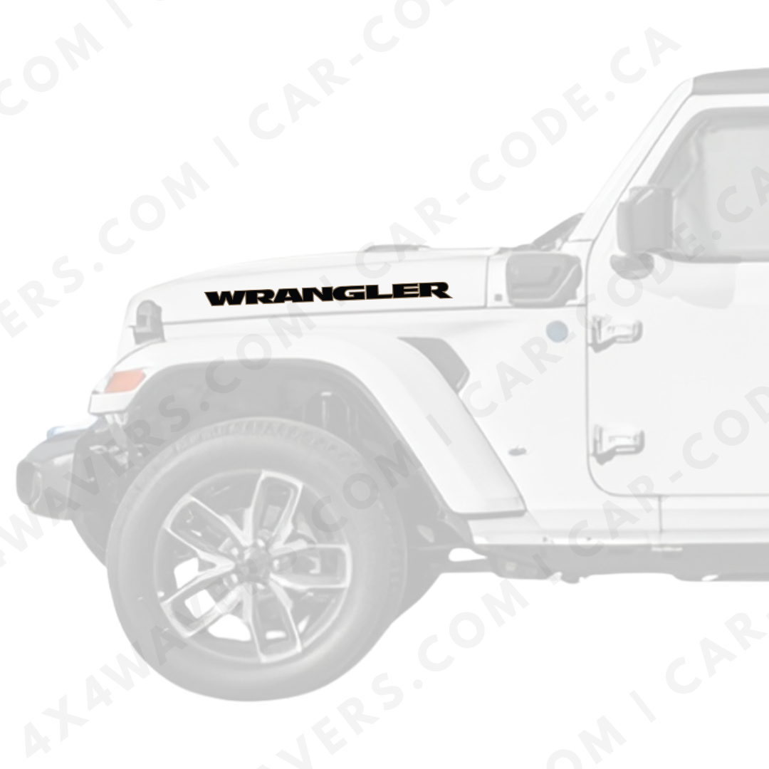 Decal Sticker Kit for WRANGLER Hood Sides – Vinyl Car Decals compatible with Jeep Wrangler Models – 2x Decals – Made in Canada