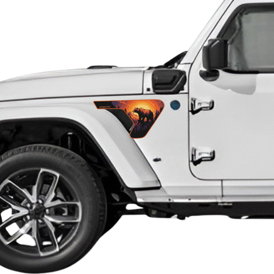 Fender Insert Decal/Sticker - Bear Graphic Kit - For Jeep Wrangler/Gladiator JL/JLU/JT 2018+ - Premium Vinyl