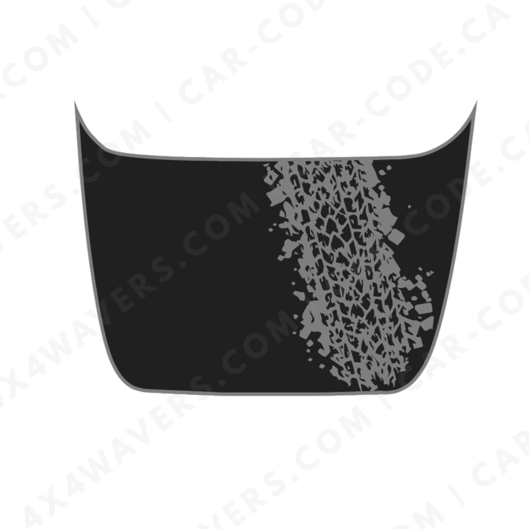 Hood Panel Decal/Sticker - Diagonal Tire Track with Accent Border - For Ford F-150 Raptor 2017-2025 - Matte Printed 3M or Avery Cut-Vinyl