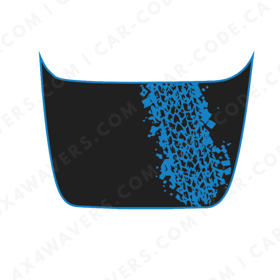 Ford F-150 Raptor Hood Panel – Diagonal Tire Track (Accent Border) – 2017–2025 – Green/Bronze/Gray/Blue/Red – Printed Matte 3M or Avery Cut-Vinyl