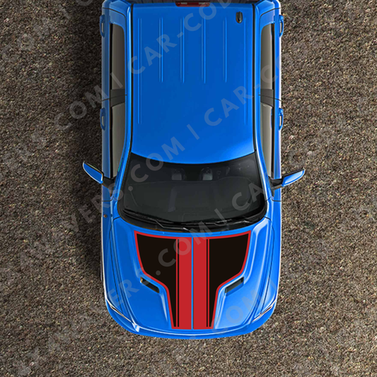 Hood Panel Decal/Sticker - Racing Stripes Graphic Kit - For Ram 1500 2009-2018 Rebel - Premium Vinyl