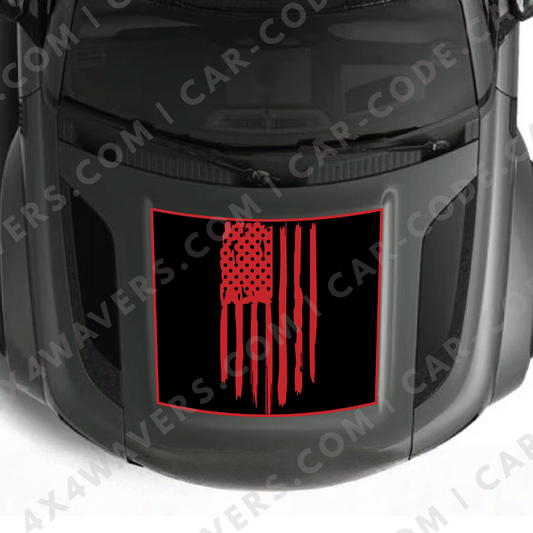 Hood Panel Decal/Sticker - USA Flag Graphic Kit - For Land Rover Defender 2020-2024 - Premium Vinyl