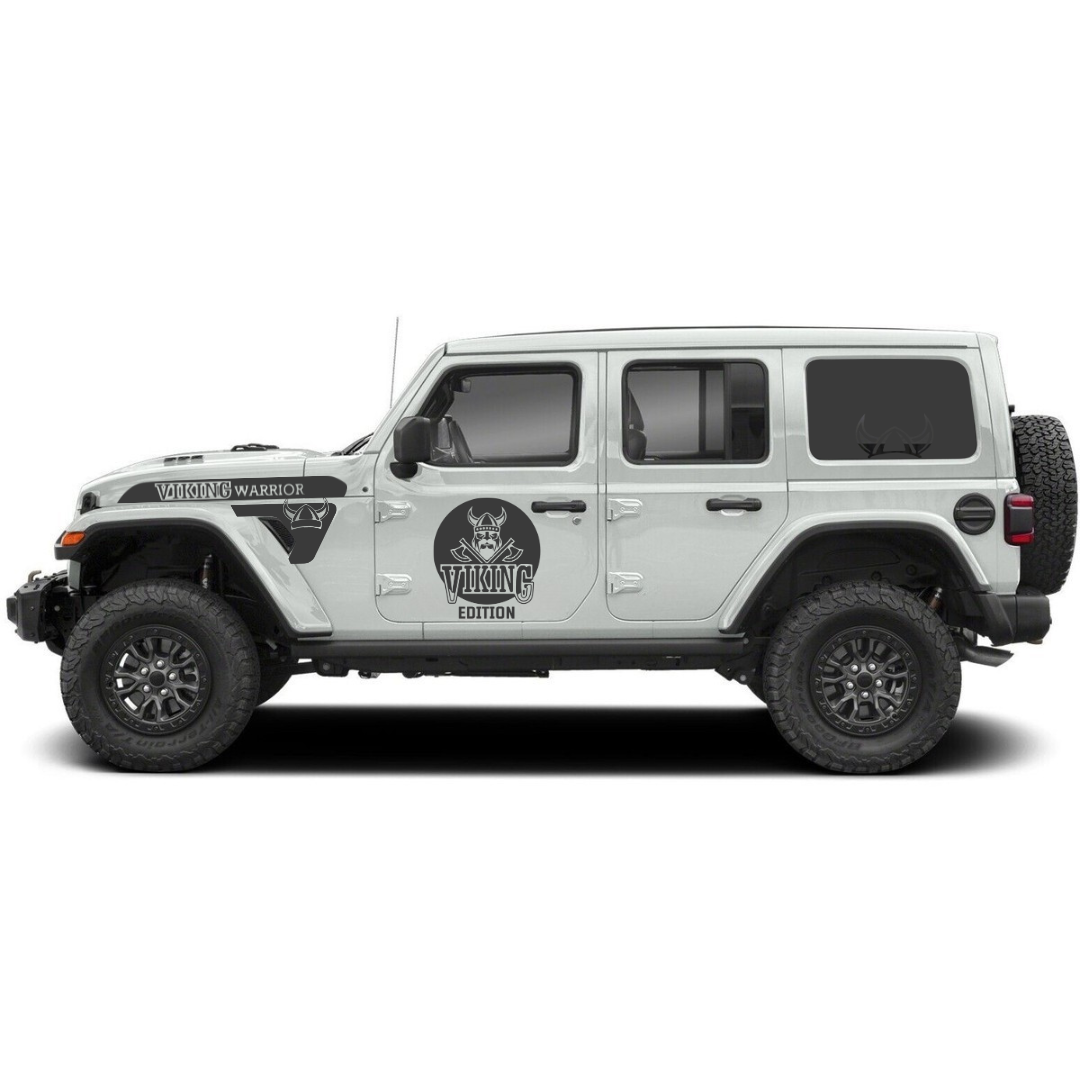 Full Body Decal Kit - Viking Warrior Edition - For Jeep Wrangler JL/JLU 2018+ – Hood, Fender, Door, Rear Window and Tailgate Graphics – 2 Color Vinyl