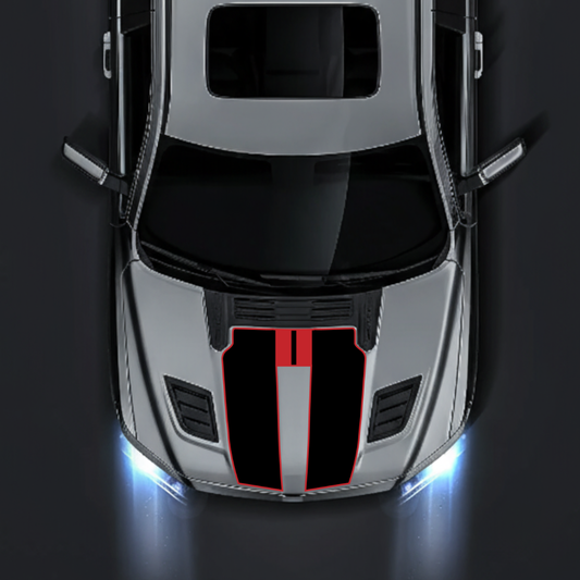 Hood Panel Decal/Sticker - Racing Stripes Graphic Kit - For Ram 1500 2019-2025 Rebel - Premium Vinyl