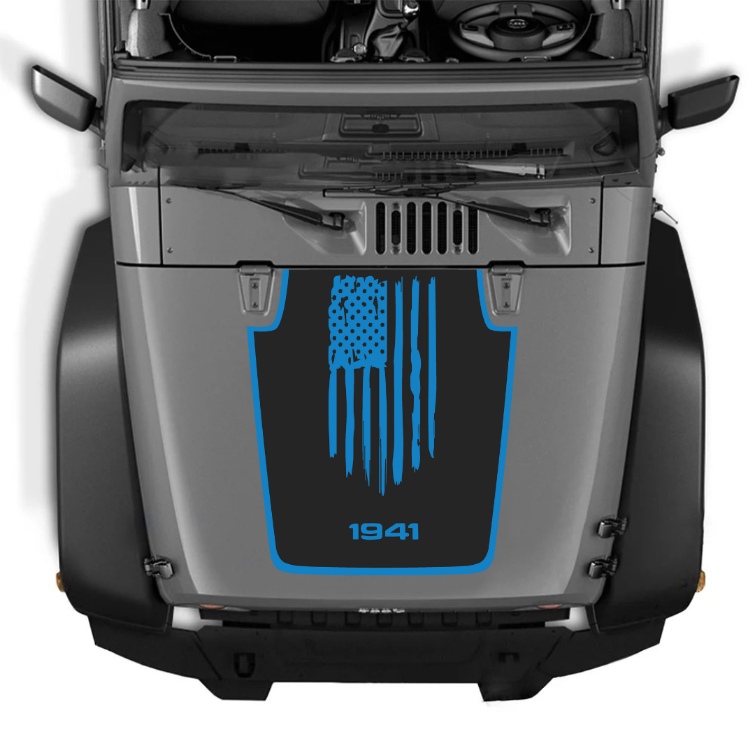 Hood Decal/Sticker - AMERICA 1941 Style Kit – for JK 2007-2018  – Made in Canada