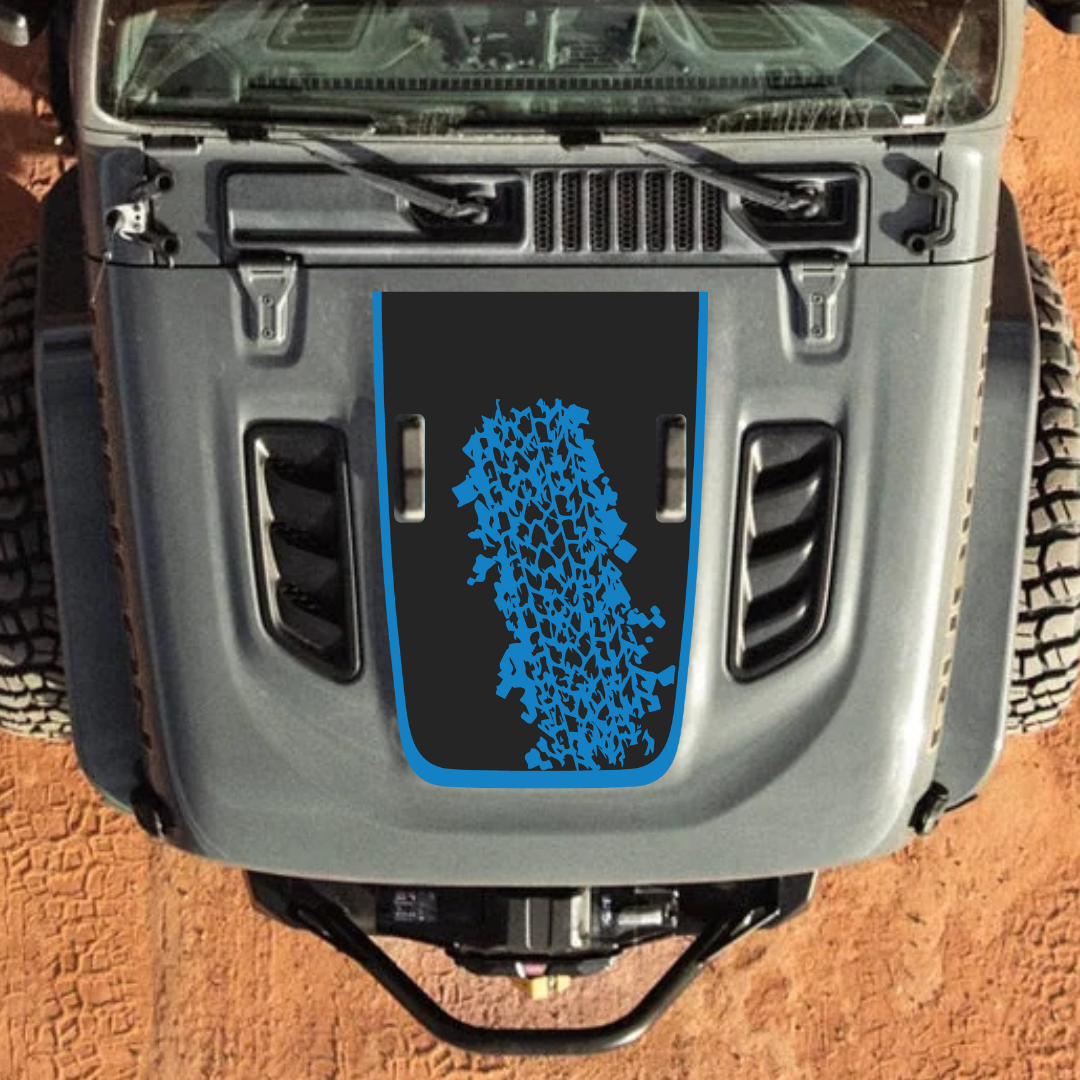 Hood Decal/Sticker – MUD Style Kit for JL/JLU/JT/4XE Rubicon Hood – Made in Canada